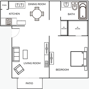One Bedroom / One Bath -700 Sq.Ft.*